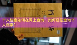 个人档案如何在网上查询：如何轻松查询个人档案？
