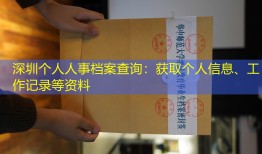 深圳个人人事档案查询：获取个人信息、工作记录等资料