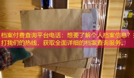 档案付费查询平台电话：想要了解个人档案信息？拨打我们的热线，获取全面详细的档案查询服务。