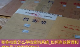 职称档案怎么存档查询系统_如何有效管理和查询员工的职称资料？