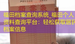 福田档案查询系统_福田个人资料查询平台：轻松获取居民档案信息