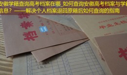 安徽学籍查询高考档案在哪_如何查询安徽高考档案与学籍信息？——解决个人档案退回原籍后如何查询的指南