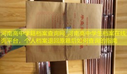 河南高中学籍档案查询网_河南高中学生档案在线查询平台，个人档案退回原籍后如何查询的指南
