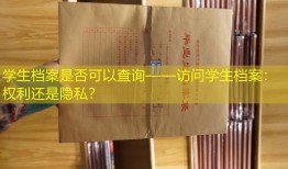 学生档案是否可以查询——访问学生档案：权利还是隐私？