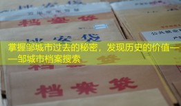 掌握邹城市过去的秘密，发现历史的价值——邹城市档案搜索