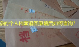 您的个人档案退回原籍后如何查询？