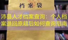 沛县人才档案查询：个人档案退回原籍后如何查询指南