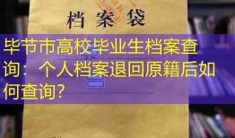 毕节市高校毕业生档案查询：个人档案退回原籍后如何查询？