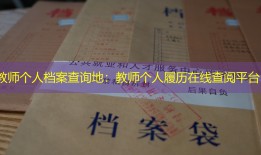 教师个人档案查询地：教师个人履历在线查阅平台