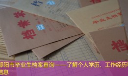 邵阳市毕业生档案查询——了解个人学历、工作经历等信息