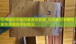 郑州高校学籍档案查询系统_郑州高校学籍档案快速查询平台推出
