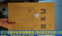 武汉往届毕业生档案查询_寻访武汉毕业生过往档案：了解学生成长历程，留住珍贵回忆。