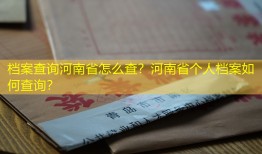 档案查询河南省怎么查？河南省个人档案如何查询？