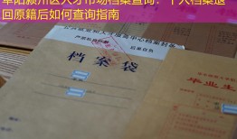 阜阳颍州区人才市场档案查询：个人档案退回原籍后如何查询指南