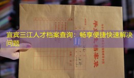宜宾三江人才档案查询：畅享便捷快速解决问题