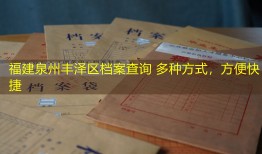 福建泉州丰泽区档案查询 多种方式，方便快捷