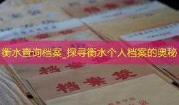 衡水查询档案_探寻衡水个人档案的奥秘